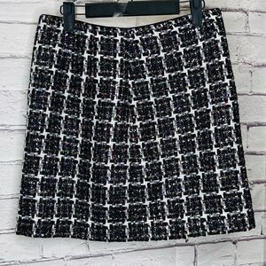 Loft Womens Black Shimmer Tweed Shift Mini Skirt Size 2 NWT